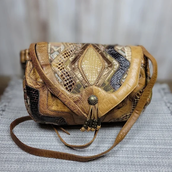Sharif Reptile Patchwork Crossbody - Picture 1 of 7